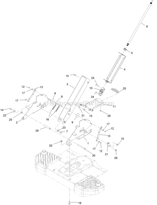 eXmark QSS708GEM42200 (315000000-315999999)(2015) Quest Front Steer Steering Column Assembly Diagram