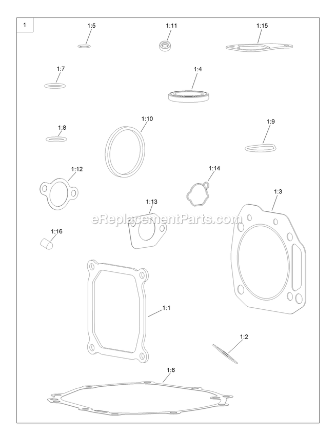 eXmark QTE452CEM42200 (400000000-402082299)(2017) Quest Drive Levers Gasket And Seal Kit Engine Assembly Diagram