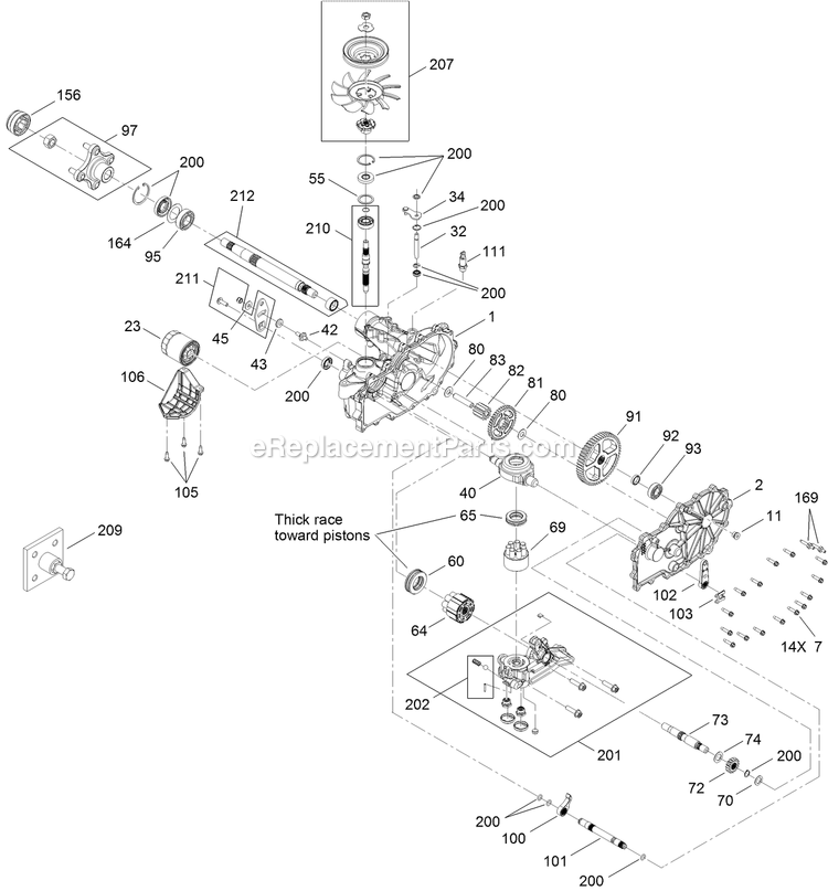 eXmark QTS691KA502 (314000000-314999999)(2014) Quest Left Hand Hydro Transaxle Assembly Diagram