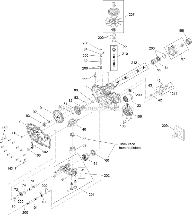 eXmark QTS735KC502 (314000000-314999999)(2014) Quest Right Hand Hydro Transaxle Assembly Diagram