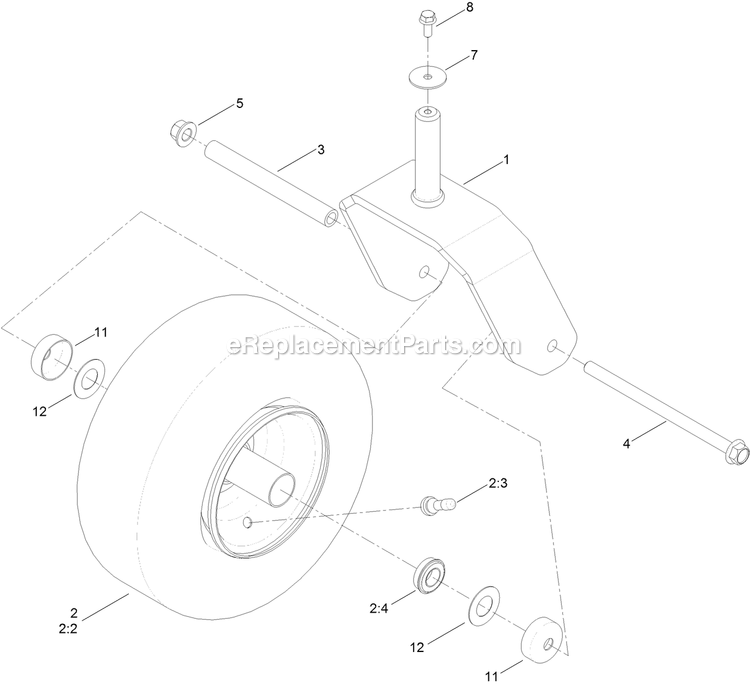 eXmark QZS708GEM60200 (402082300-404314158)(2018) Quest Drive Levers Caster, Wheel And Tire Assembly Diagram