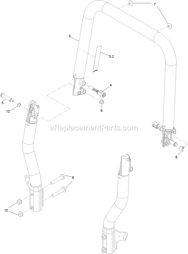 eXmark RAE708GEM48300 (400000000-402082299)(2017) Radius E-Series Roll-Over Protection System Assembly Diagram