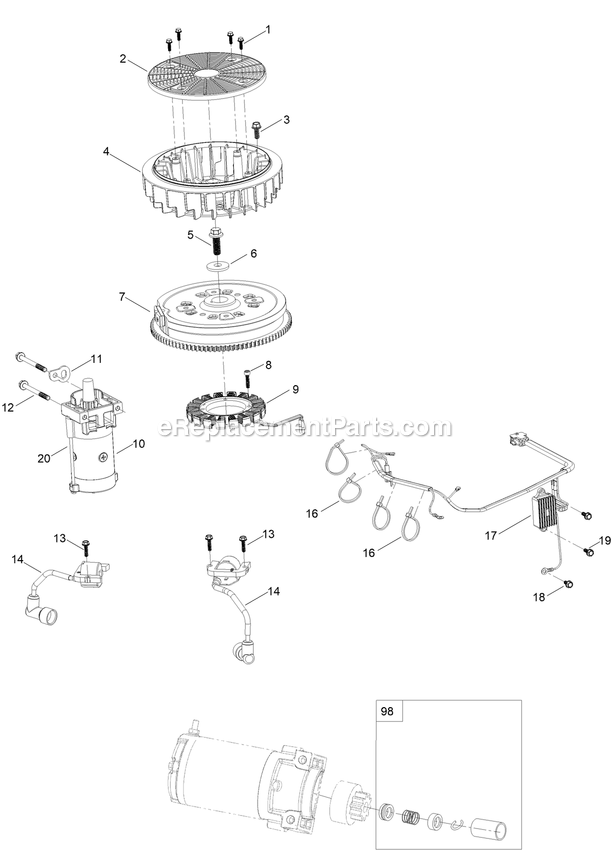 eXmark RAE708GEM48300 (411294212-999999999)(2022) Radius E-Series Ignition And Cooling Fan Assembly Diagram