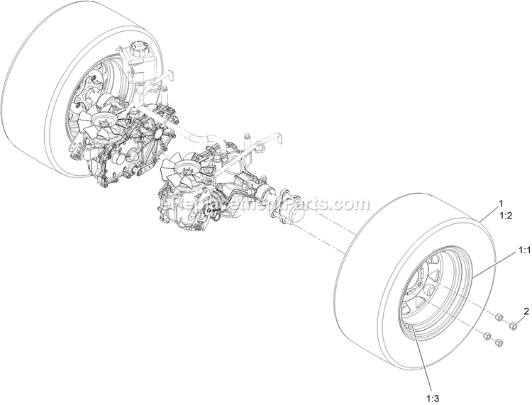eXmark RAE708GEM48300 (411294212-999999999)(2022) Radius E-Series Rear Wheel Assembly Diagram