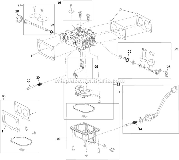 eXmark RAE708GEM52300 (402082300-404314158)(2018) Radius E-Series Carburetor Assembly Diagram