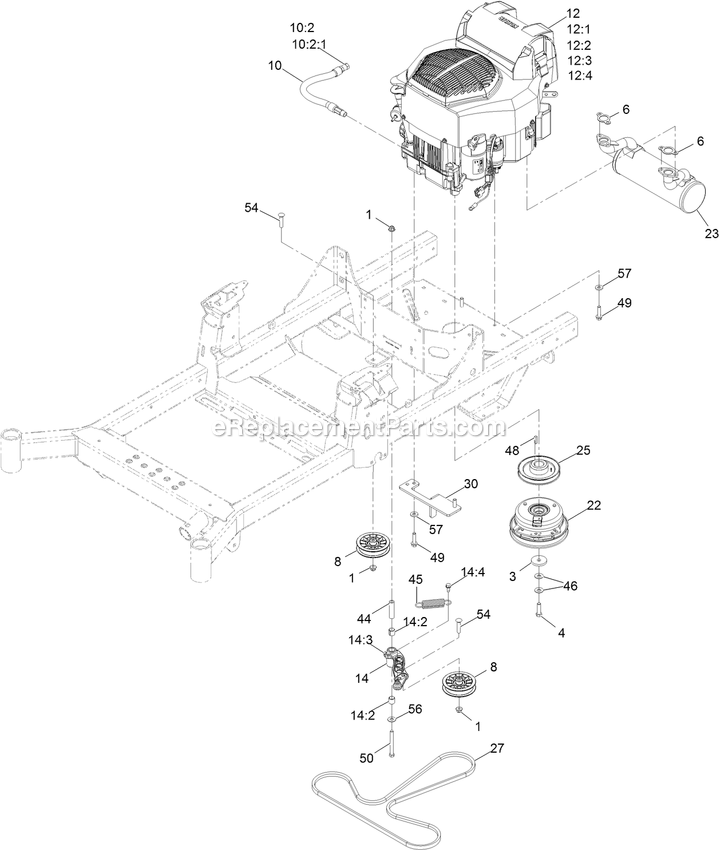 eXmark RAE720CKC48300 (408644346-411294211)(2021) Radius E-Series Engine Assembly Diagram