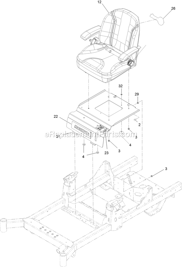 eXmark RAE720CKC48300 (408644346-411294211)(2021) Radius E-Series Seat Assembly (1) Diagram