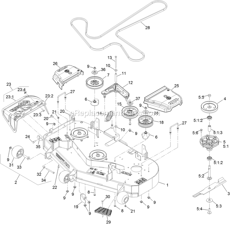 eXmark RAS708GEM483C3 (402082300-404314158)(2018) Radius S-Series Deck Assembly Diagram