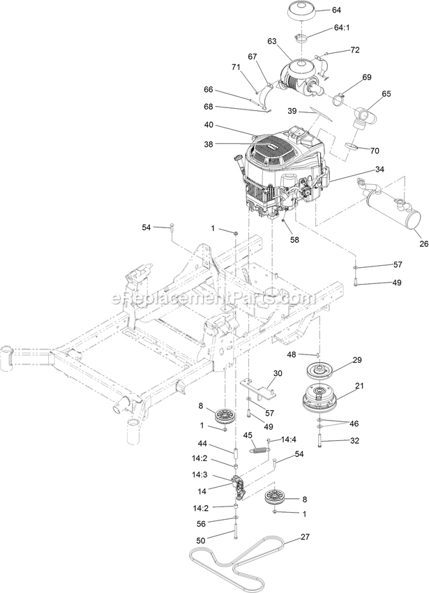 eXmark RAS708GEM483C3 (402082300-404314158)(2018) Radius S-Series Engine Assembly Diagram