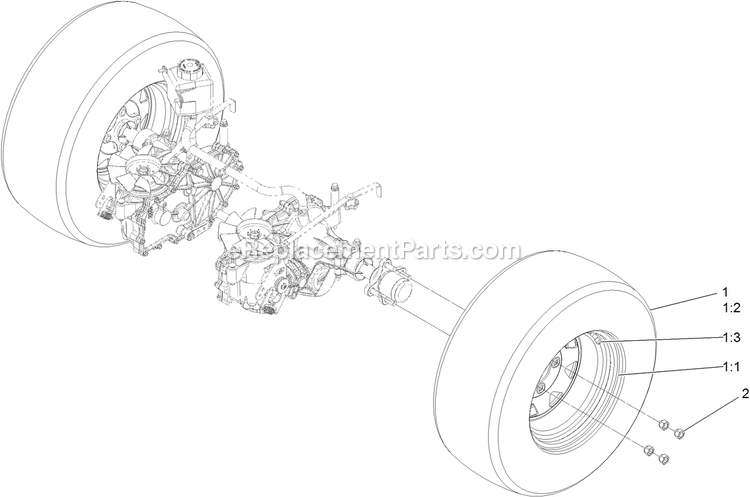 eXmark RAS708GEM483C3 (404314159-406294344)(2019) Radius S-Series Rear Tire Assembly Diagram