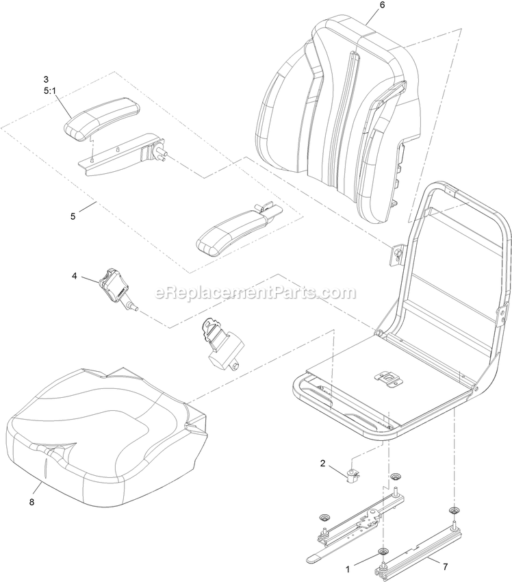 eXmark RAS708GEM483C3 (404314159-406294344)(2019) Radius S-Series Seat Assembly Diagram