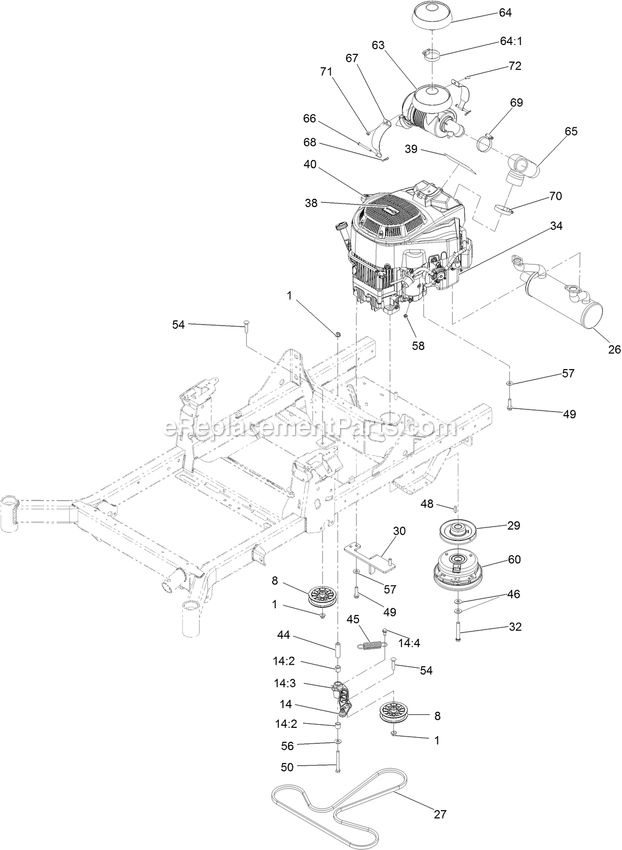 eXmark RAS708GEM603C3 (402082300-404314158)(2018) Radius S-Series Engine Assembly Diagram