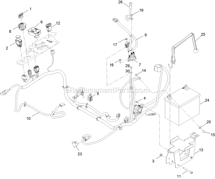 eXmark RAS708GEM60RC3 (402082300-404314158)(2018) Radius S-Series Electrical Assembly Diagram