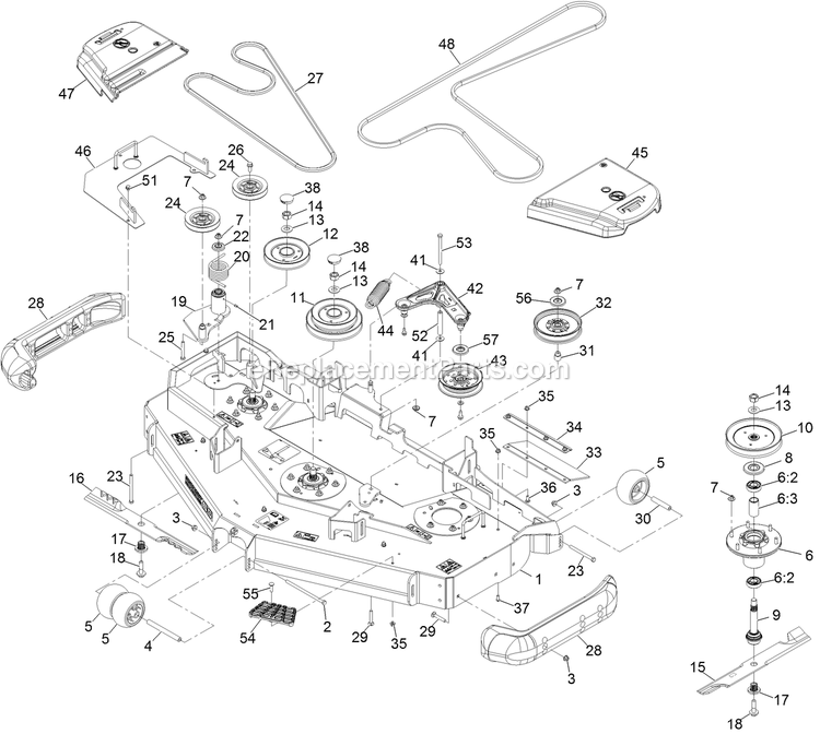 eXmark RAS708GEM60RC3 (404314159-406294344)(2019) Radius S-Series Deck Assembly Diagram