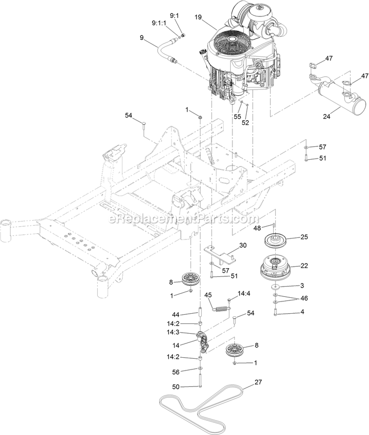 eXmark RAX691GKA524A3 (402082300-404314158)(2018) Radius X-Series Engine Assembly Diagram