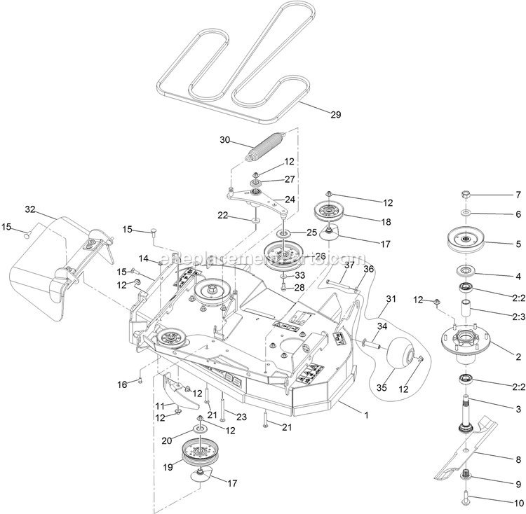 eXmark STE600CKA363H1 (406294345-408644345)(2020) Staris E-Series Deck Assembly Diagram