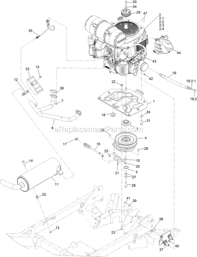 eXmark STS740EKC60400 (406294345-408644345)(2020) Staris S-Series Engine Assembly Diagram