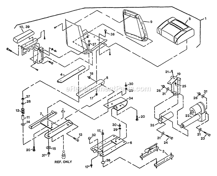 eXmark TR-22KC (115000-129999)(1996) Turf Ranger Seat Assembly And Lift Actuator Diagram