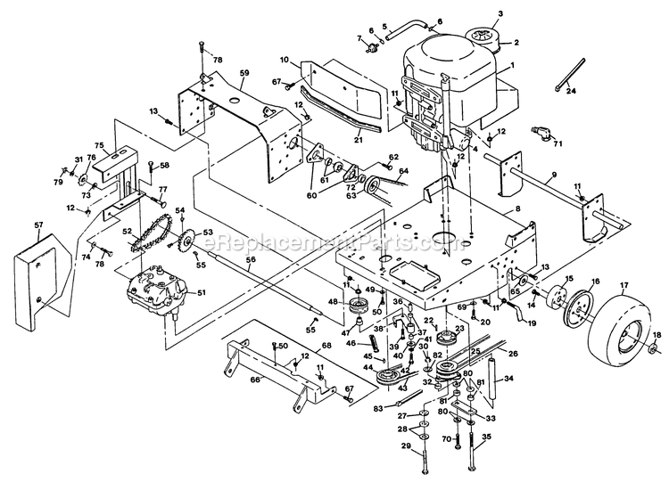 eXmark TT-14K (70000-79999)(1992) Turf Tracer Five Speed Engine Deck Group Diagram