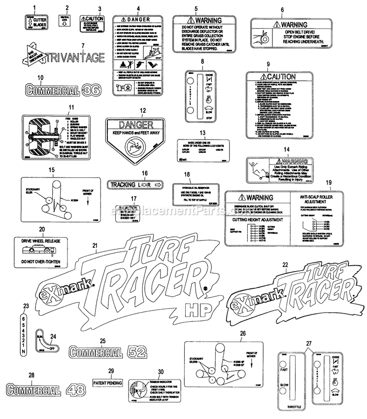 eXmark TT5217KA (160000-169999)(1998) Turf Tracer Hp Decals Diagram