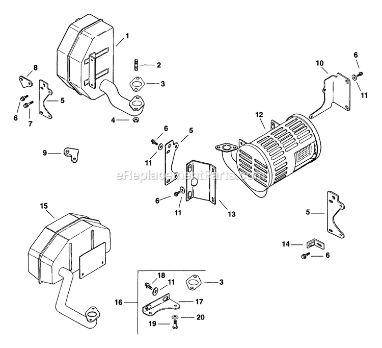 eXmark TT5217KA (160000-169999)(1998) Turf Tracer Hp Exhaust Diagram