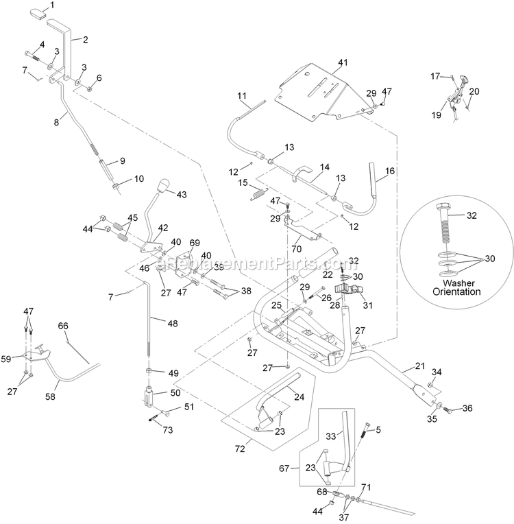 eXmark TTS18KA523 (920000-999999)(2011) Turf Tracer S-Series Ecs Upper Handles And Controls Assembly Diagram