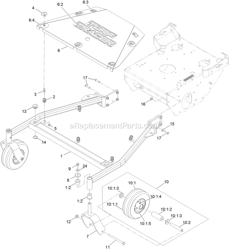 eXmark TTS541GKA52300 (402082300-404314158)(2018) Turf Tracer S-Series Main Frame Assembly Diagram