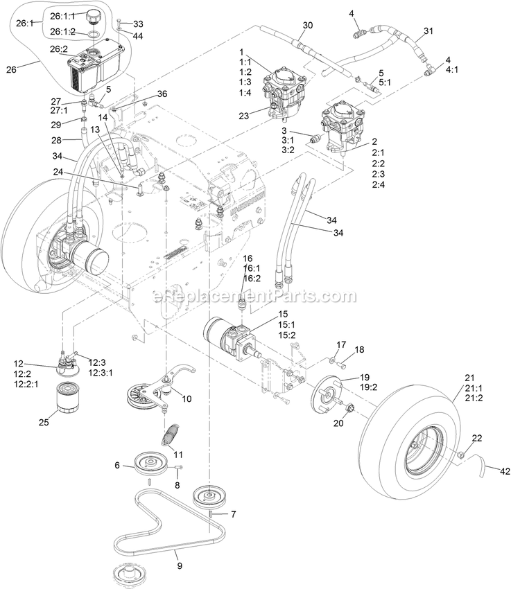 eXmark TTS600GKA523E0 (404314159-406294344)(2019) Turf Tracer S-Series Ground Drive Assembly Diagram