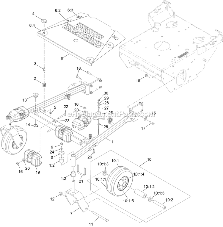 eXmark TTS680PKC483E0 (404314159-406294344)(2019) Turf Tracer S-Series Lp Main Frame Assembly Diagram