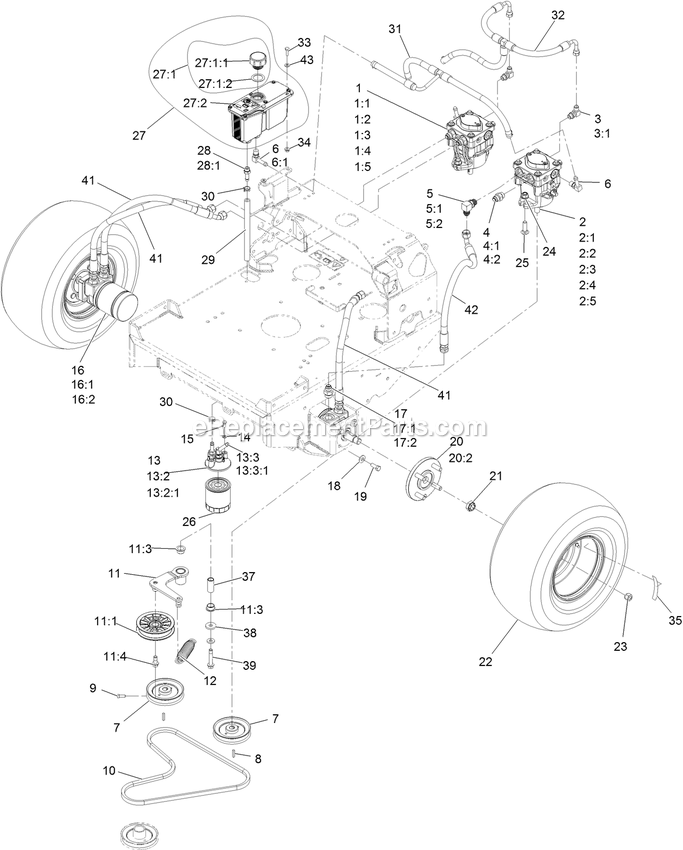 eXmark TTX650EKC52400 (408644346-411294211)(2021) Turf Tracer X-Series Hydro Assembly Diagram