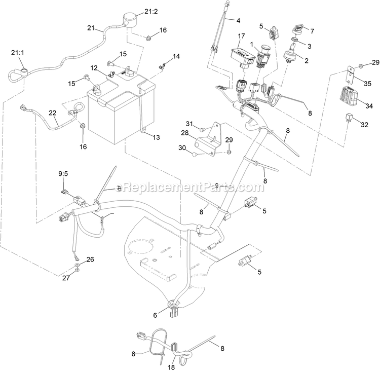 eXmark TTX650EKC60400 (408644346-411294211)(2021) Turf Tracer X-Series Electrical Assembly Diagram