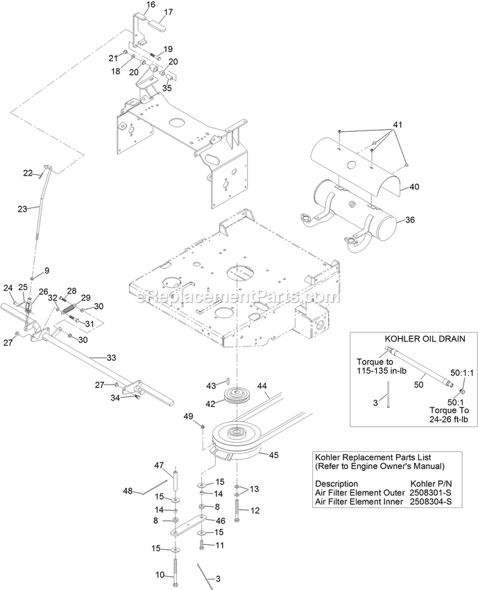 eXmark TTX650EKCE (312000000-312999999)(2012) Turf Tracer X-Series Park Brake And Engine Assembly Diagram