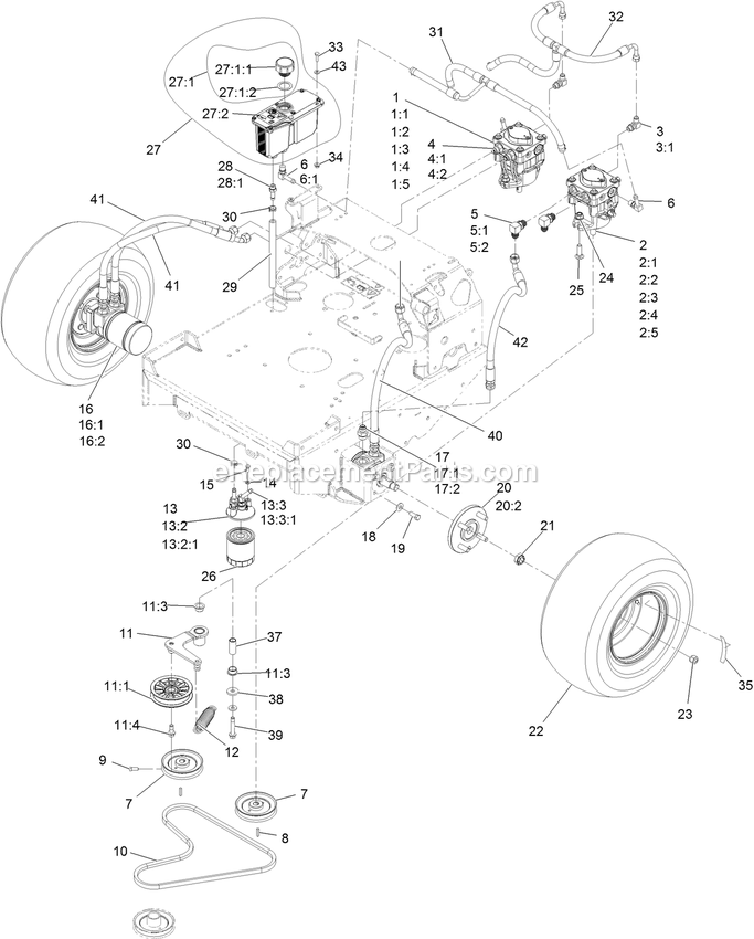 eXmark TTX680PKC52400 (406294345-408644345)(2020) Turf Tracer X-Series Lp Hydro Assembly Diagram