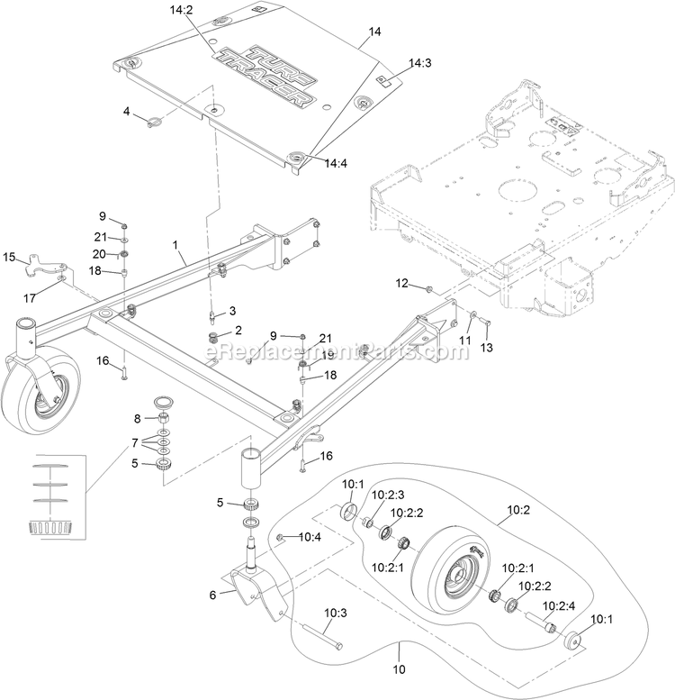 eXmark TTX680PKC60400 (406294345-408644345)(2020) Turf Tracer X-Series Lp Main Frame Assembly Diagram