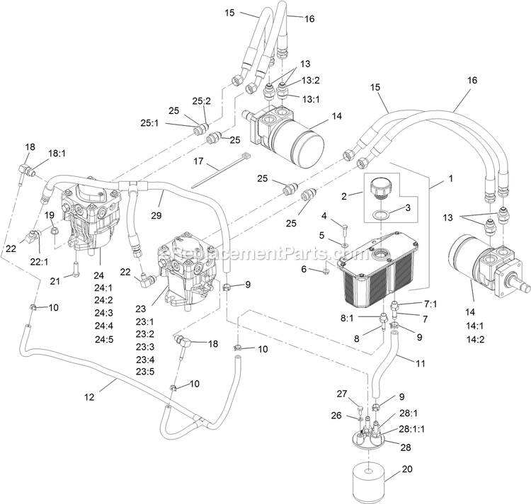 eXmark TTX691KAE524 (314000000-314999999)(2014) Turf Tracer X-Series Hydraulic Assembly Diagram
