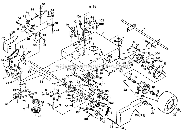 eXmark V32-85B-5 (70000-79999)(1992) Viking 5-Speed Engine Deck Group Diagram