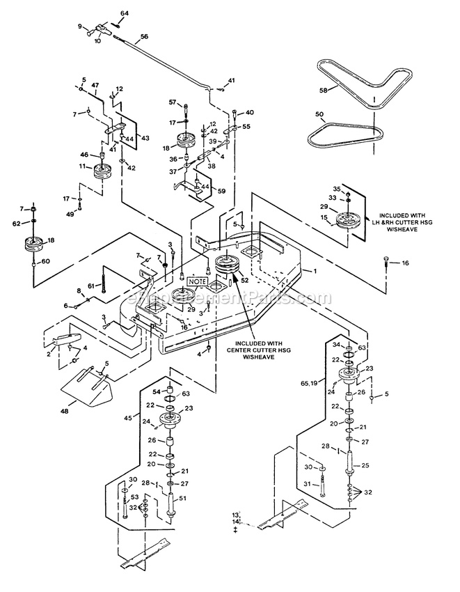 eXmark V52-14KO-H (102000-114999)(1995) Viking Hydro Mower Deck (2) Diagram