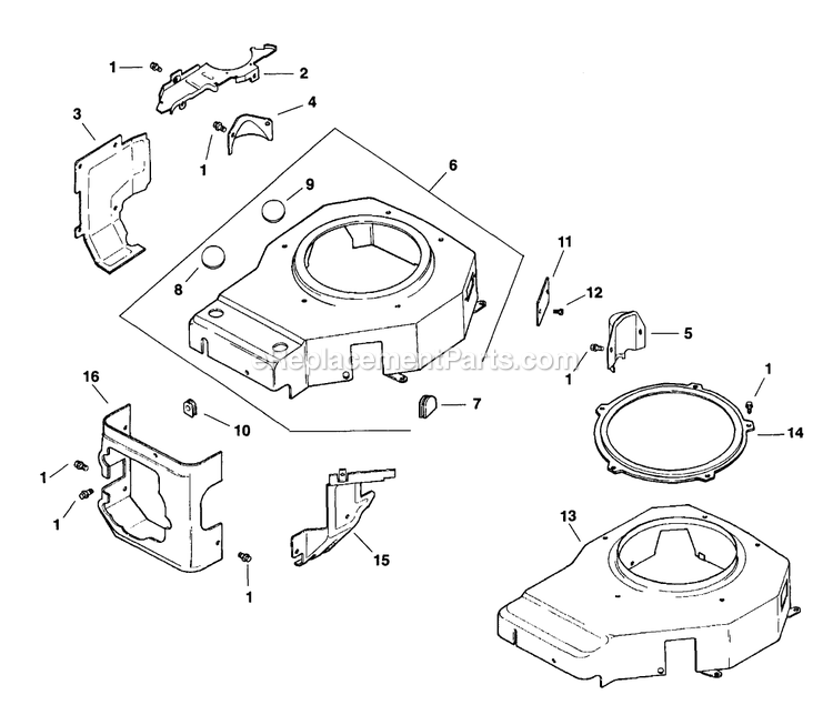 eXmark V52-14KO-H (102000-114999)(1995) Viking Hydro Blower Housing And Baffles Diagram