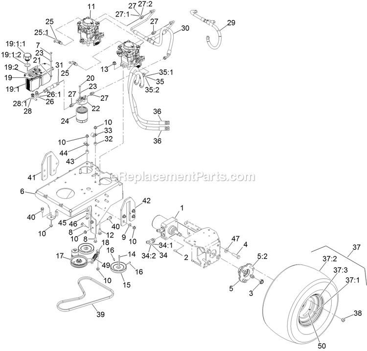 eXmark VTS651KA484 (313000000-313999999)(2013) Vantage S-Series Ground Drive Assembly Diagram