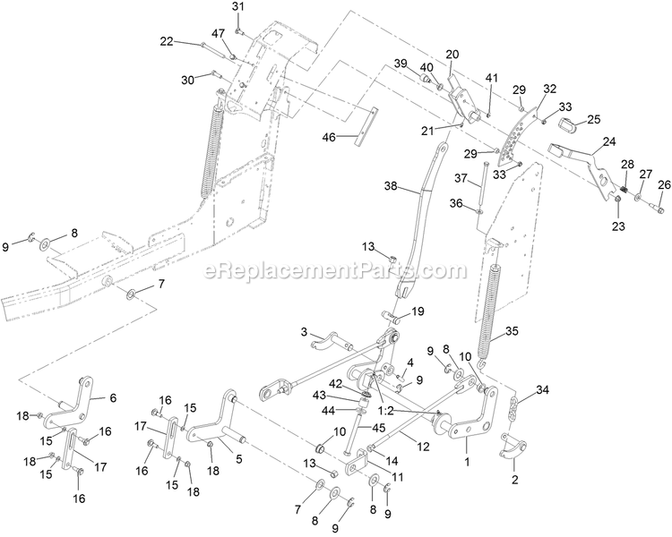 eXmark VTS691CKA48400 (315000000-315999999)(2015) Vantage S-Series Deck Lift Assembly Diagram