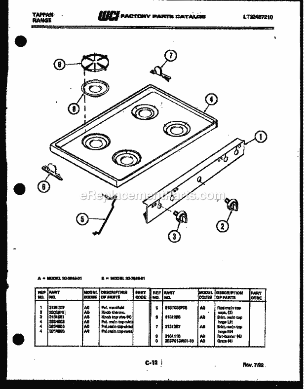 Frigidaire 30-3648-66-01 Tap(V3) / Gas Range Cooktop Parts Diagram