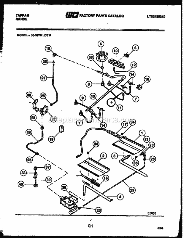 Frigidaire 30-3978-23-05 Tap(V2) / Gas Range Burner, Manifold and Gas Control Diagram