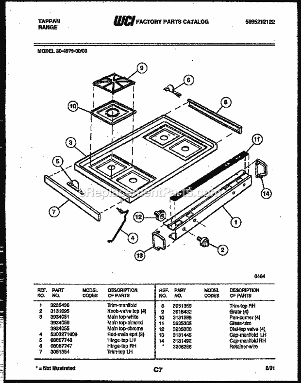 Frigidaire 30-4979-32-03 Tap(V3) / Gas Range Cooktop Parts Diagram