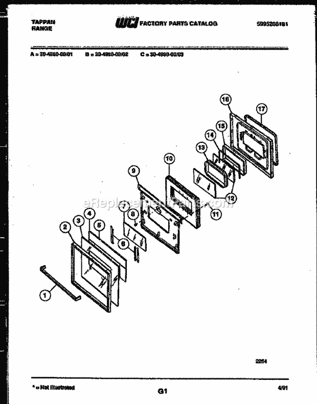 Frigidaire 30-4980-32-02 Tap(V6) / Gas Range Door Parts Diagram