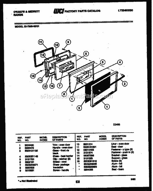 Frigidaire 30-7989-23-01 Tap(V2) / Gas Range Door Parts Diagram
