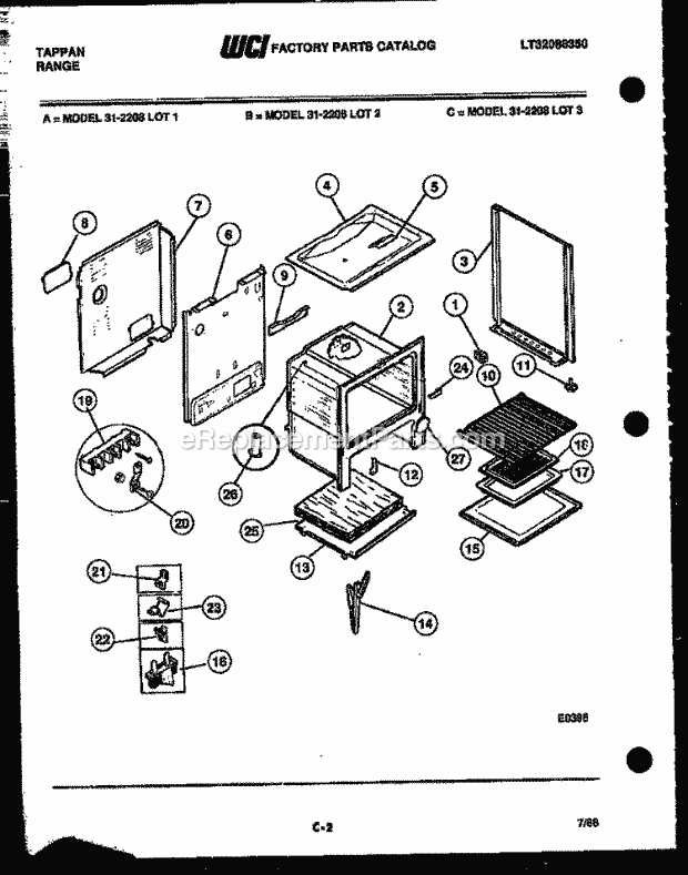 Frigidaire 31-2208-23-03 Tap(V8) / Electric Range Body Parts Diagram