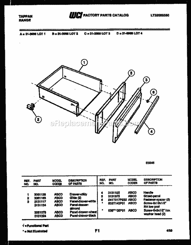 Frigidaire 31-3988-23-04 Tap(V11) / Electric Range Drawer Parts Diagram