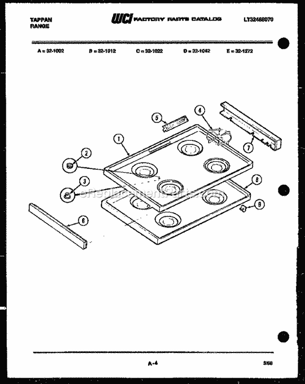 Frigidaire 32-1012-23-06 Freestanding, Gas Range Gas Cooktop Parts Diagram