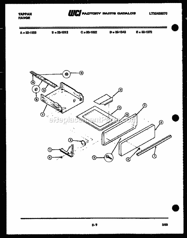 Frigidaire 32-1012-23-06 Freestanding, Gas Range Gas Broiler Drawer Parts Diagram