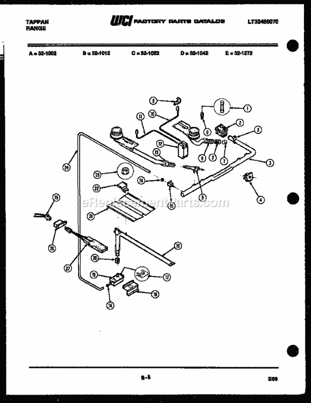 Frigidaire 32-1012-45-04 Freestanding, Gas Range Gas Burner, Manifold and Gas Control Diagram